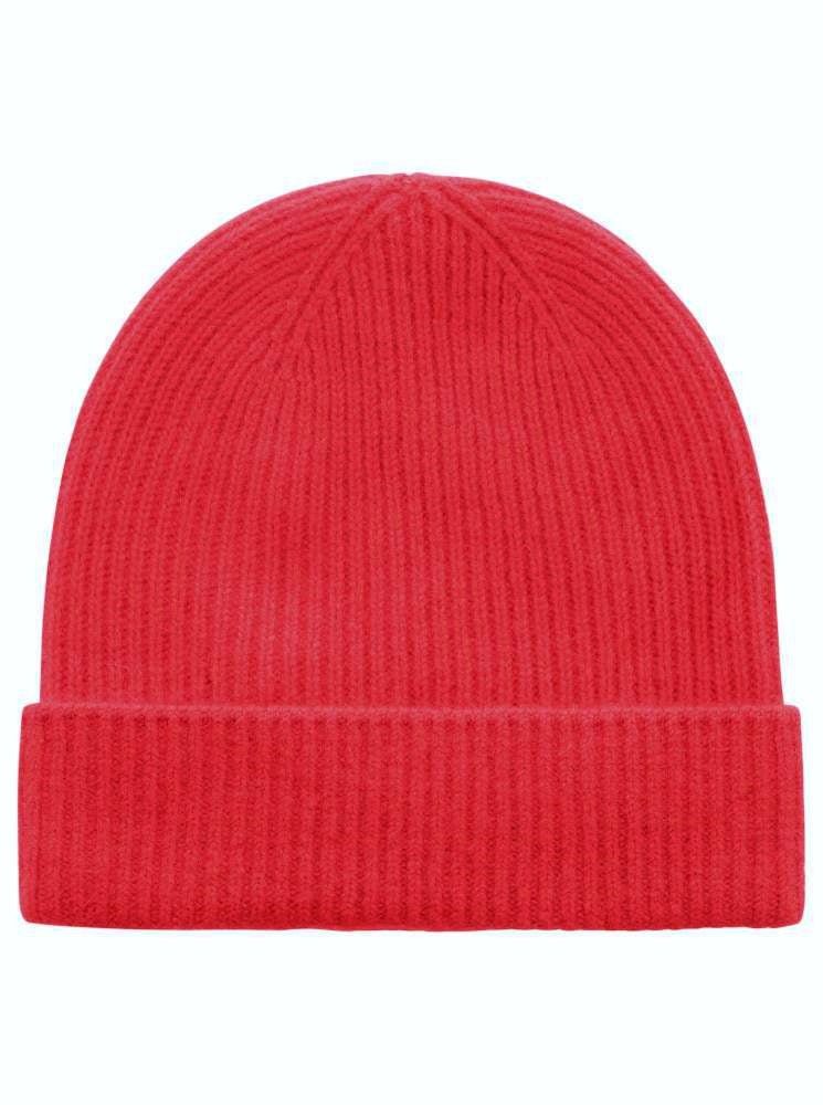 💕 Zwillingsherz Mütze "Ribbon Pattern" 100 % Kaschmir Rot