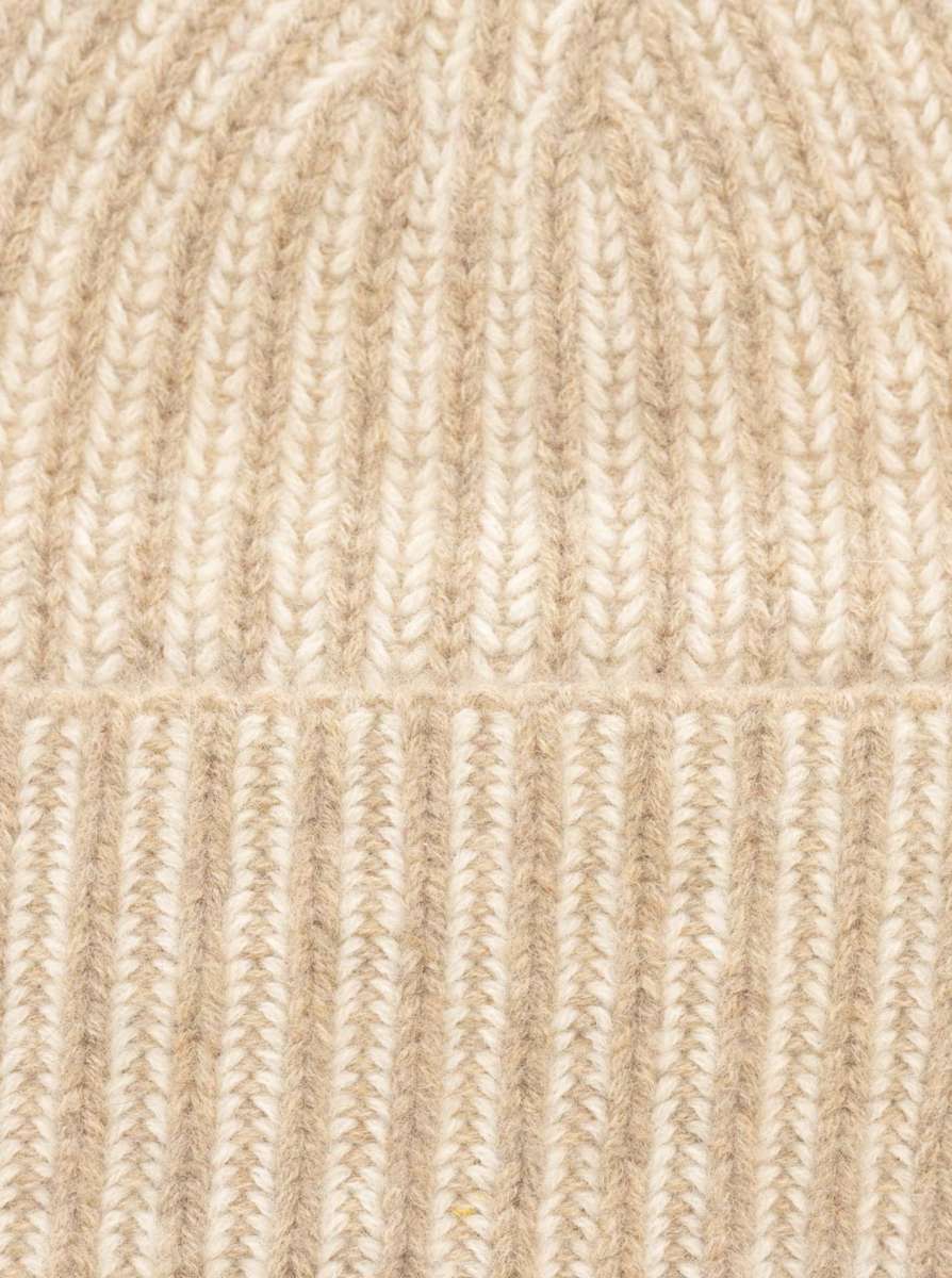 💕 Zwillingsherz Grobstrick Mütze "Two Tone" 100 % Kaschmir Beige