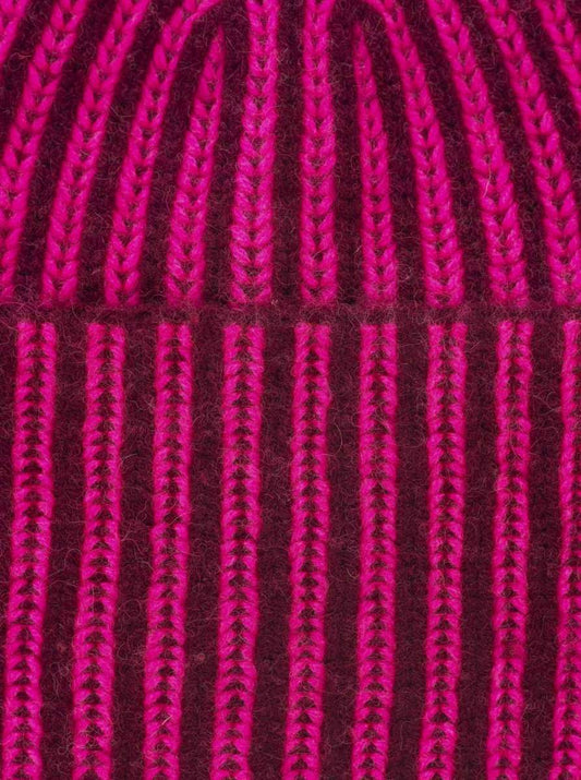 💕 Zwillingsherz Grobstrick Mütze "Two Tone" 100 % Kaschmir PInk