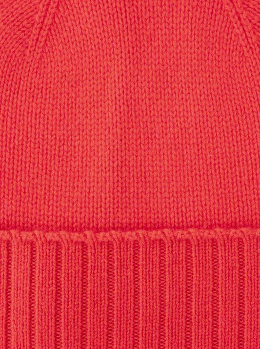 💕 Zwillingsherz Mütze "Gerippter Umschlag" 100 % Kaschmir Rot