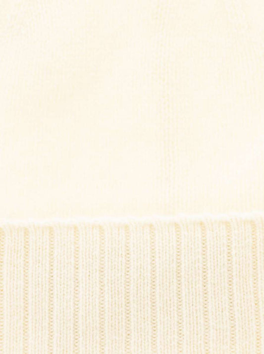 💕 Zwillingsherz Mütze "Gerippter Umschlag" 100 % Kaschmir Wollweiß