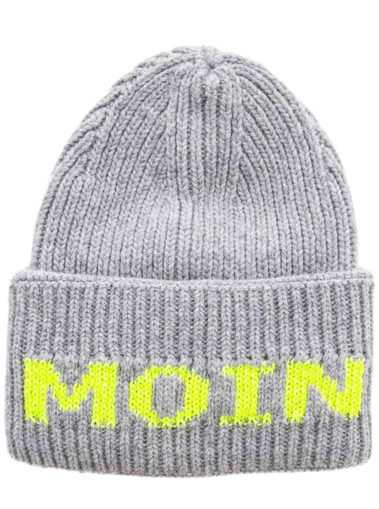 💕 Zwillingsherz Mütze "Neon Moin" Wolle Grau