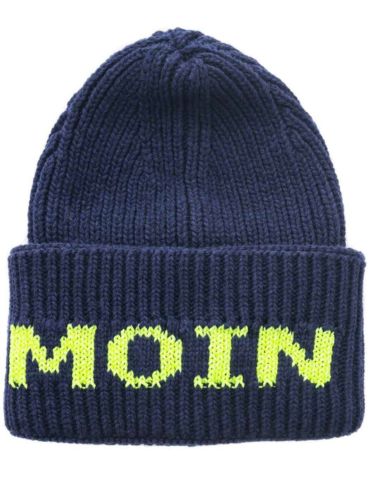 💕 Zwillingsherz Mütze "Neon Moin" Wolle Navy