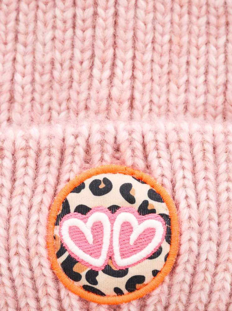 💕 Zwillingsherz Mütze "Herzen Leo" Rosa