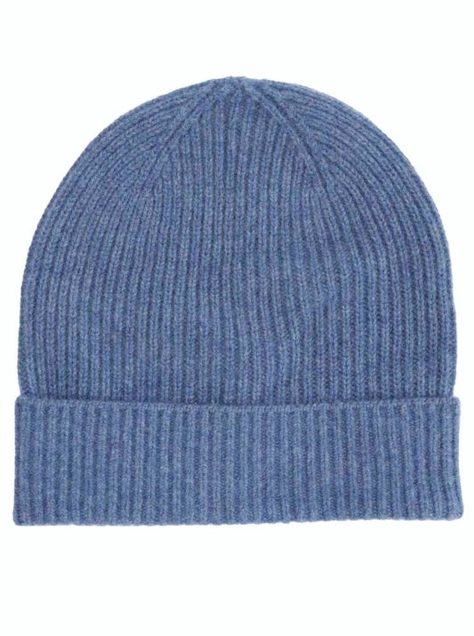 💕 Zwillingsherz Herren-Mütze "Ribbon Pattern" 100 % Kaschmir Jeansblau