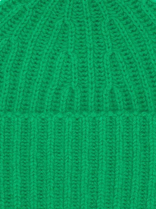 💕 Zwillingsherz Mütze Ribbon Beanie "Luxus" 100 % Kaschmir Gerippt Grün