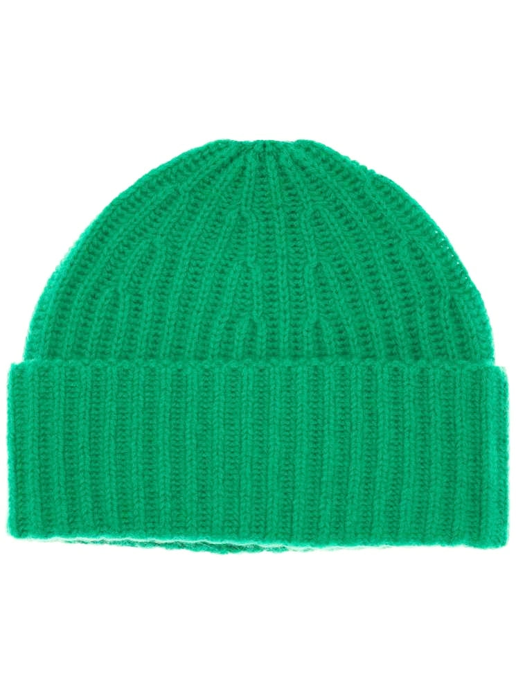 💕 Zwillingsherz Mütze Ribbon Beanie "Luxus" 100 % Kaschmir Gerippt Grün