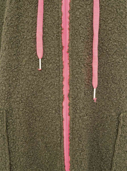 💕 Zwillingsherz Oversize Teddy Mantel "Neon" Khaki