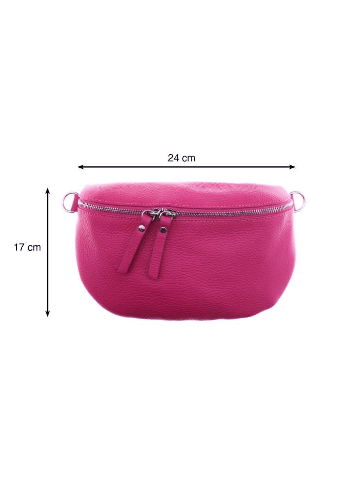 💕 Zwillingsherz Crossbody Bauchtasche Leder XXL "Edda" 100 % Leder Pink