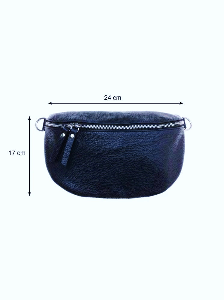 💕 Zwillingsherz Crossbody Tasche Bauchtasche XXL "Edda" 100 % Leder Navy