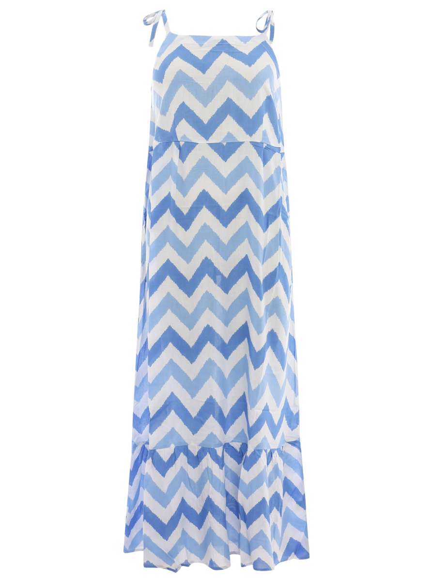 đź’• Zwillingsherz Kleid Maxikleid "Zick Zack" Off Shoulder Blau