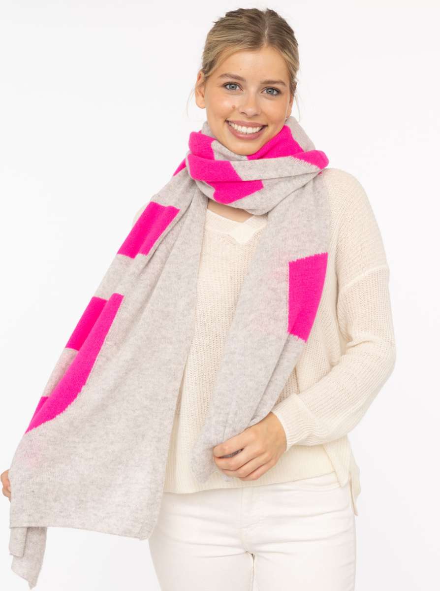 đź’• Zwillingsherz XXL Schal "Amour" 100 % Cashmere Kaschmir Hellgrau Neonpink