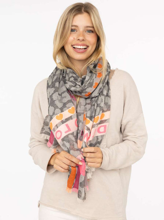 💕 Zwillingsherz Schal "Wild Love" Baumwolle Grau