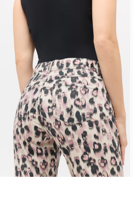 Angels Jeans Ornella mit Leo Print 5 Pocket verkürzt Antique Rose