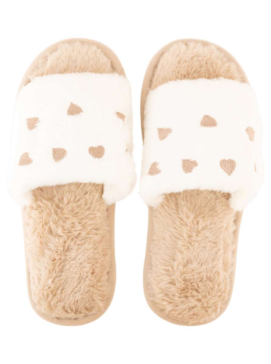 đź’• Zwillingsherz PlĂĽsch Pantoffel "Herz" Hausschuhe Beige