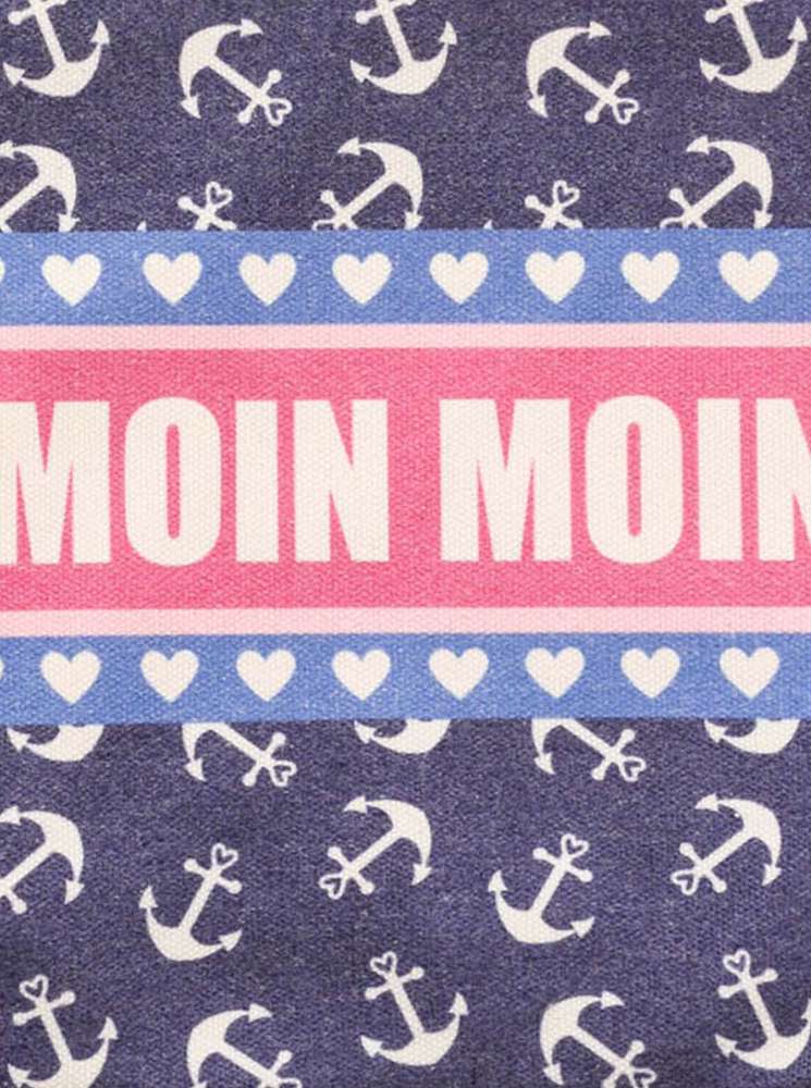 đź’• Zwillingsherz Tasche Shopper "Moin Moin" Baumwolle Digital Print Blau