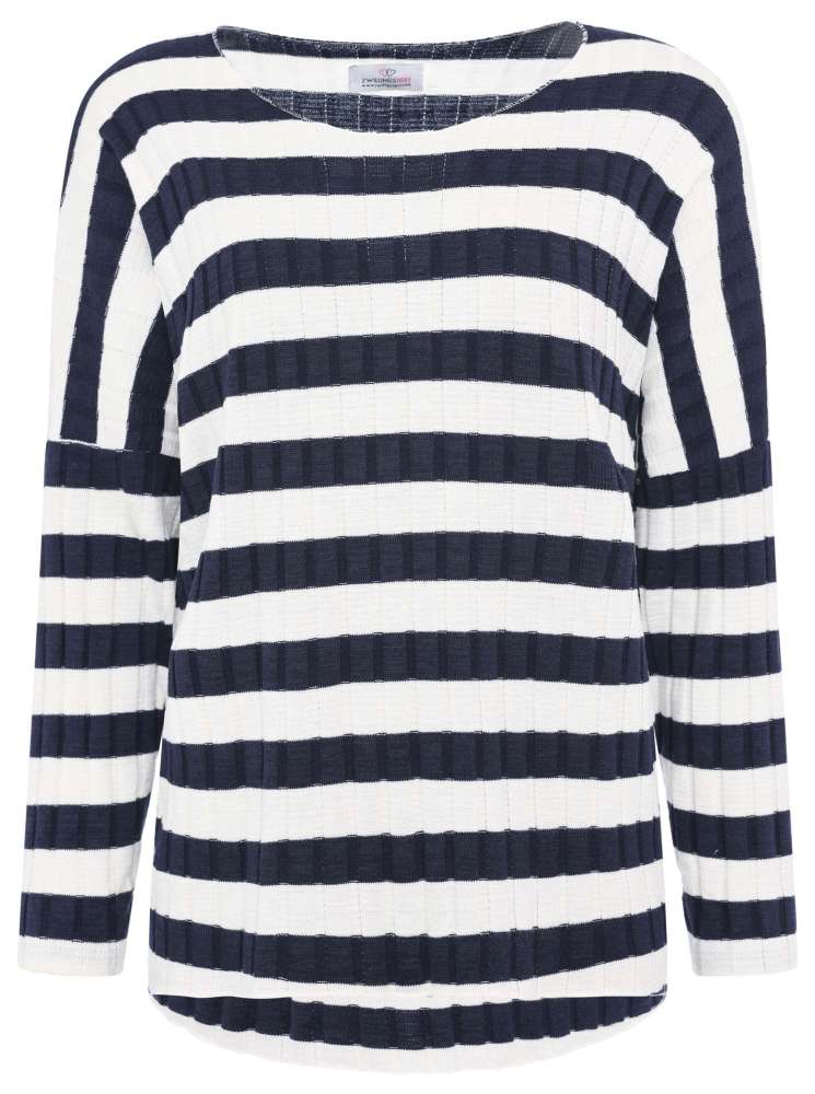 💕 Zwillingsherz Pulli "Streifen & Stretch" Viskose Navy