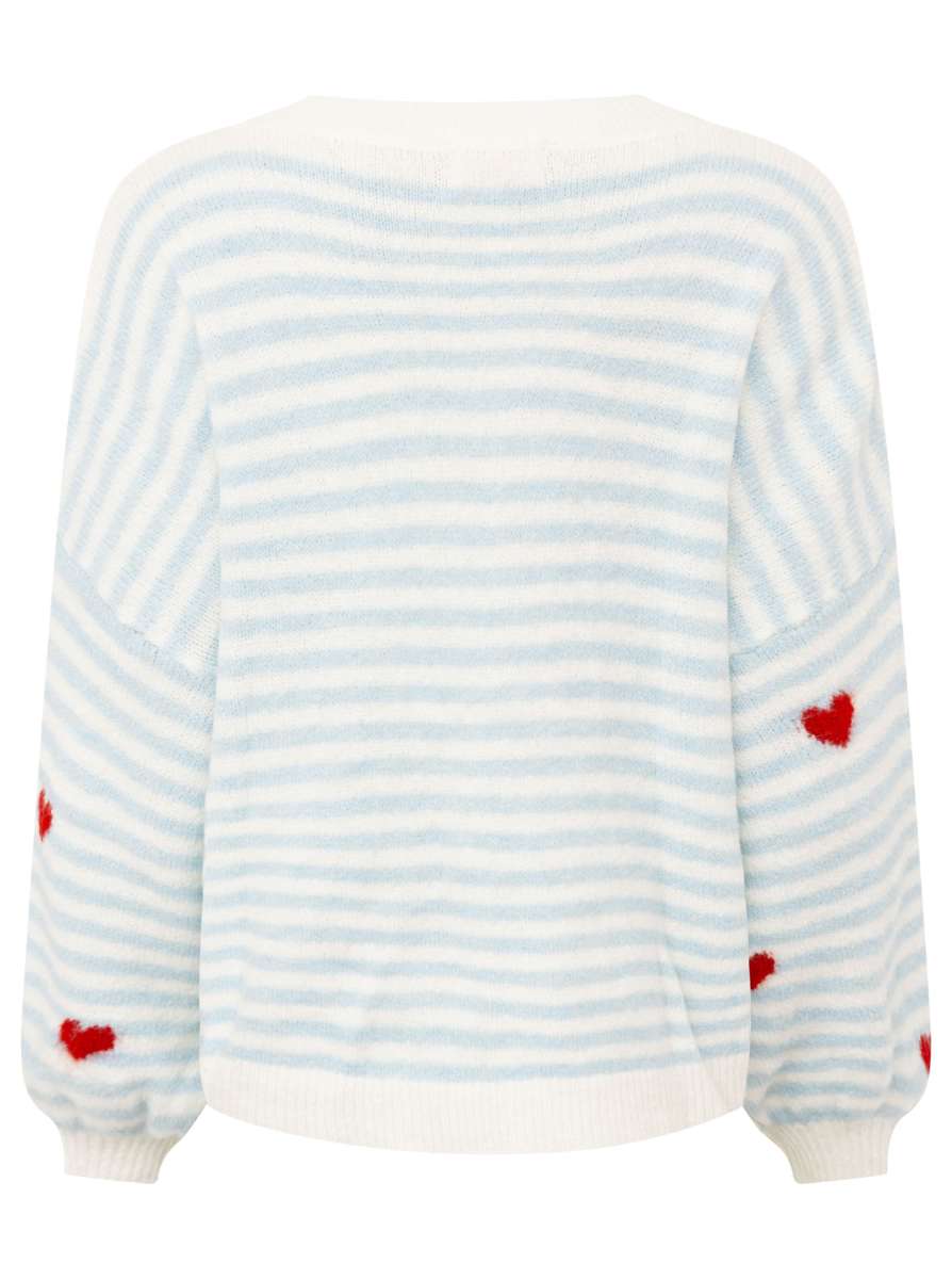 đź’• Zwillingsherz Pullover "Herzchen & Streifen" Hellblau