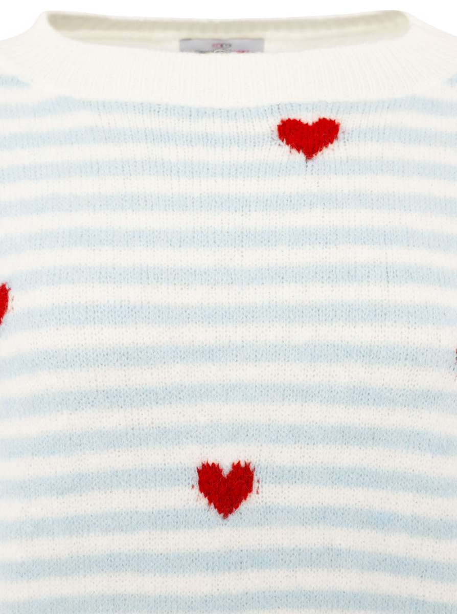 đź’• Zwillingsherz Pullover "Herzchen & Streifen" Hellblau