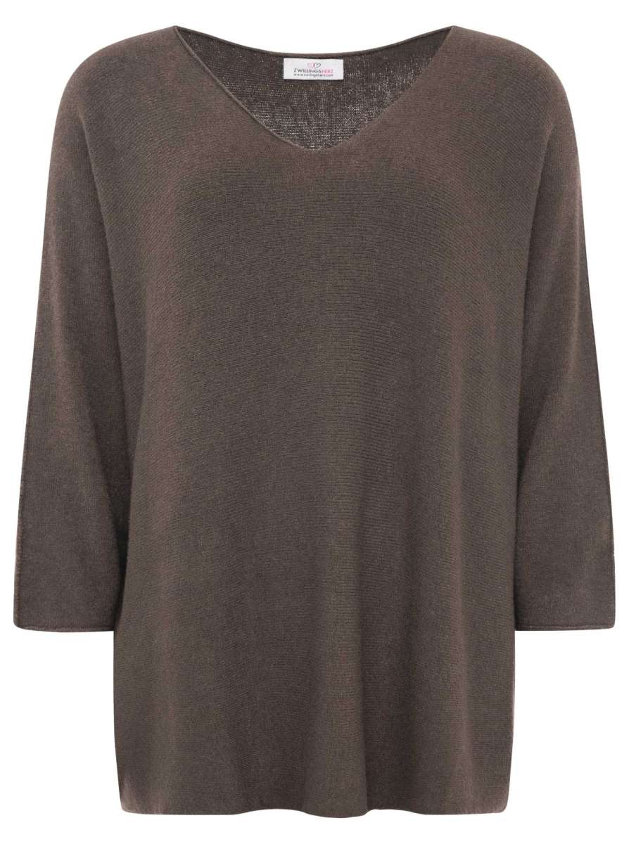 đź’• Zwillingsherz V-Neck Pullover "Uni" Braun