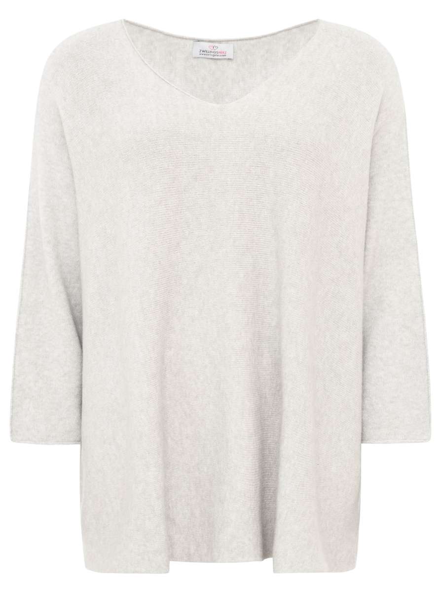 đź’• Zwillingsherz V-Neck Pullover "Uni" Hellgrau