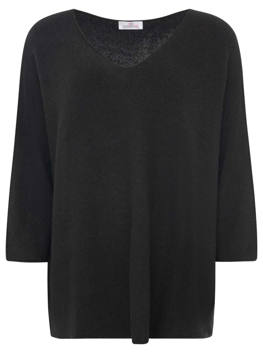 đź’• Zwillingsherz V-Neck Pullover "Uni" Schwarz