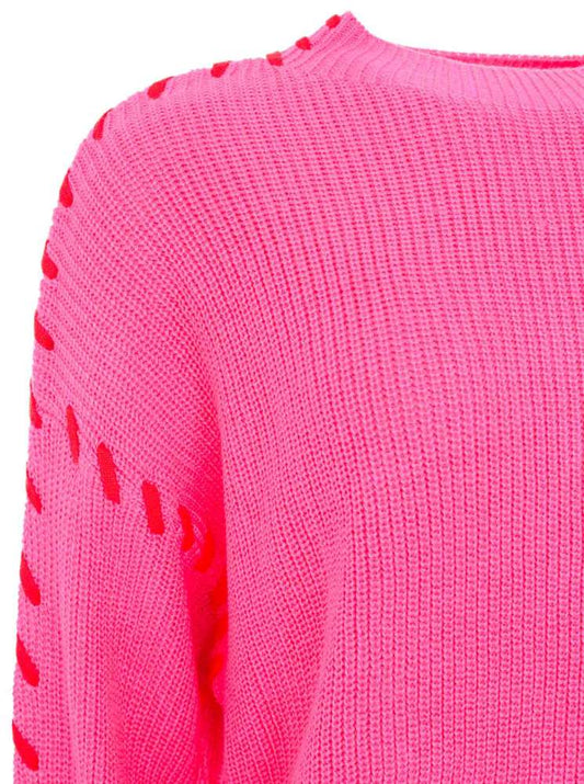 💕 Zwillingsherz Pulli Pullover "Stitching" Pink