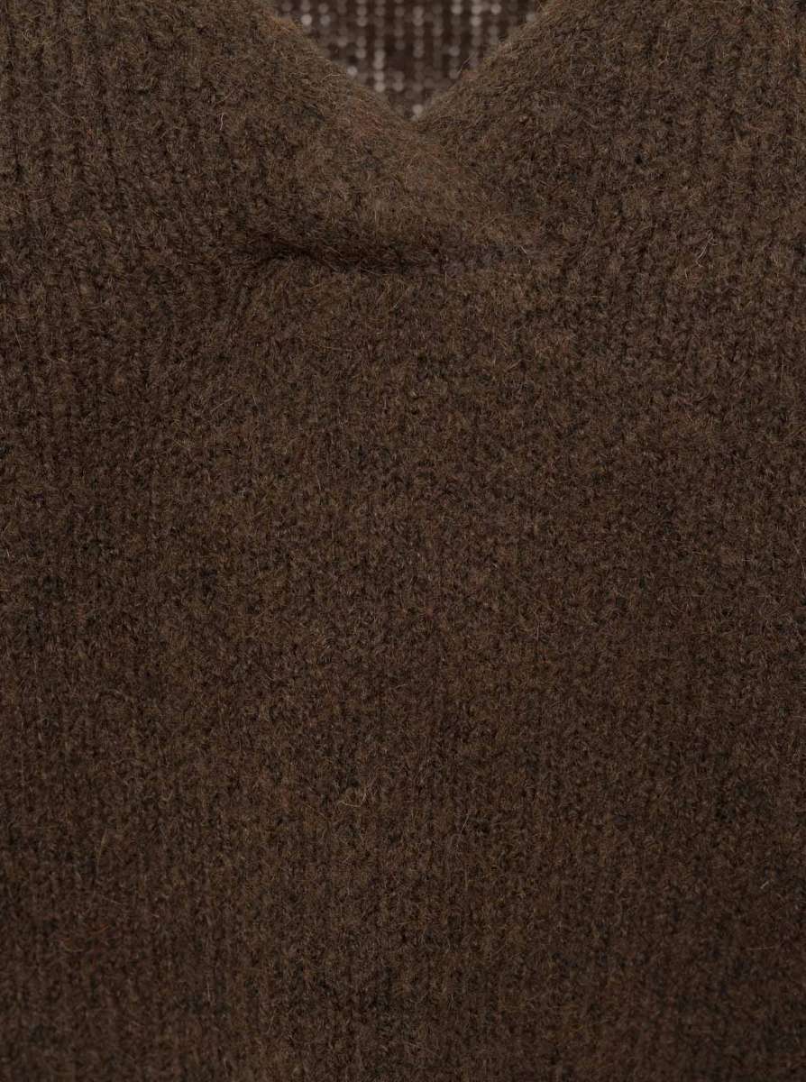 đź’• Zwillingsherz Pullover V-Ausschnitt "Uni" Braun