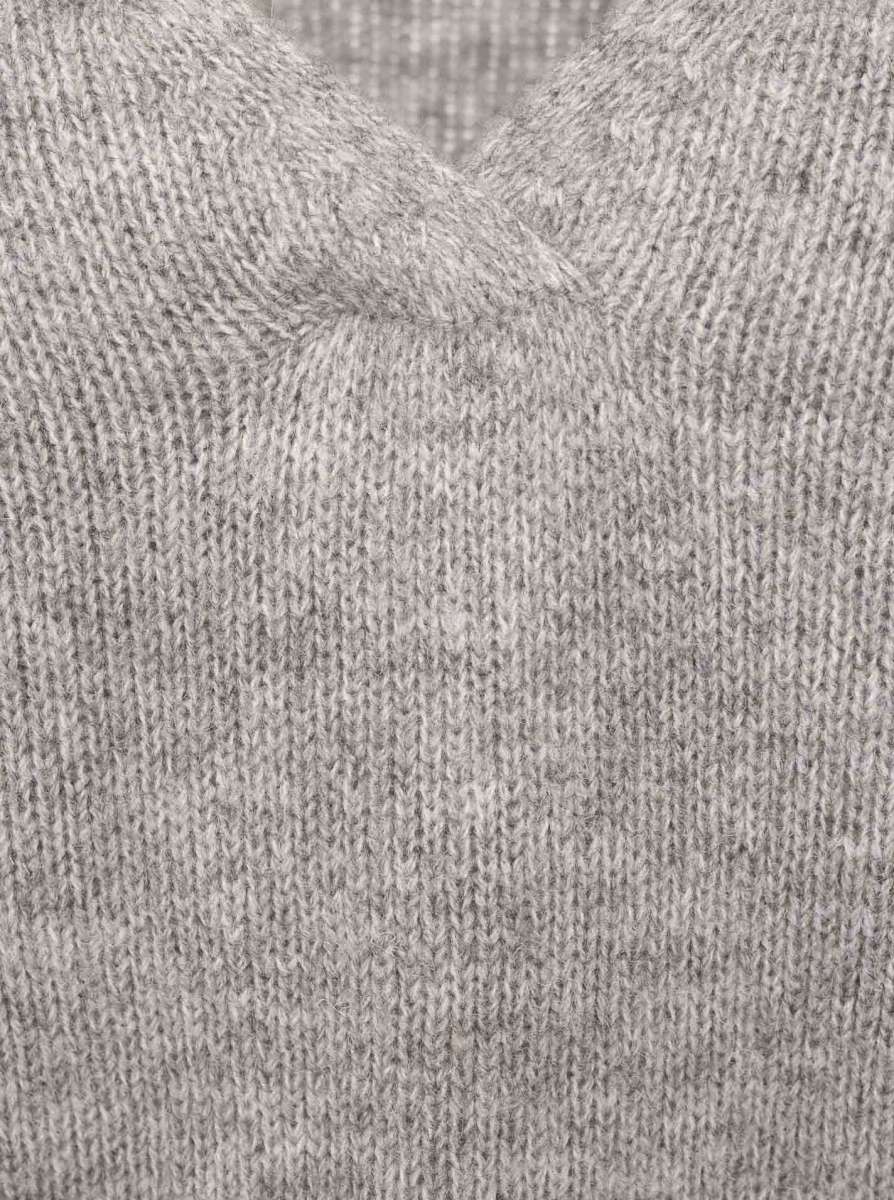 đź’• Zwillingsherz Pullover V-Ausschnitt "Uni" Grau