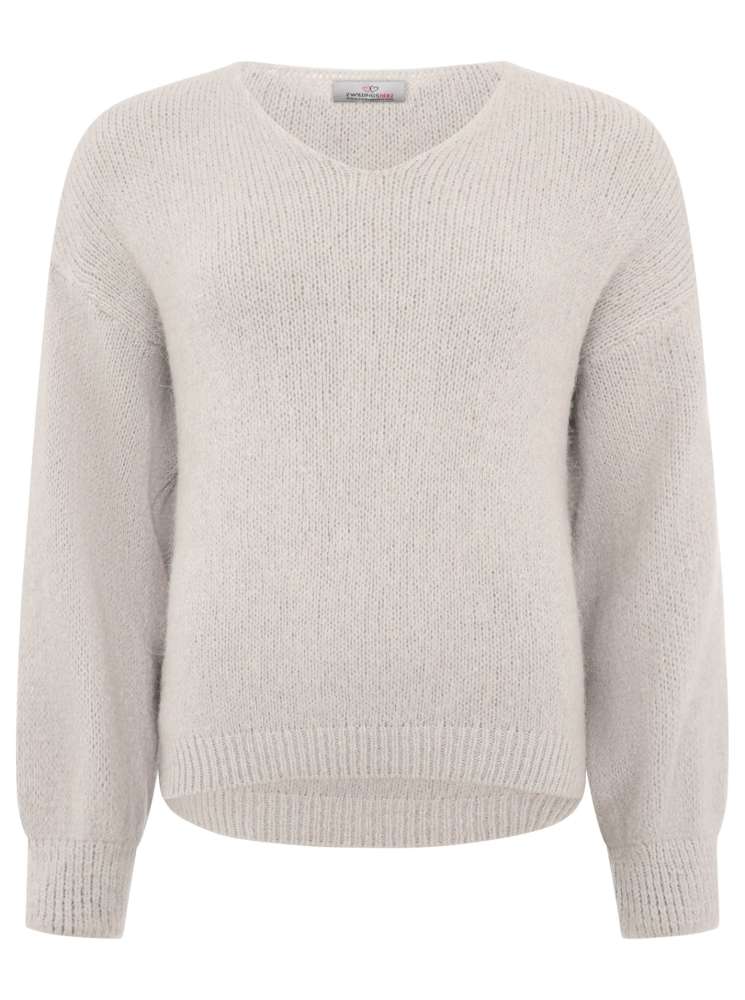 💕 Zwillingsherz Pullover Pulli "Kuschel" Alpaka Hellgrau