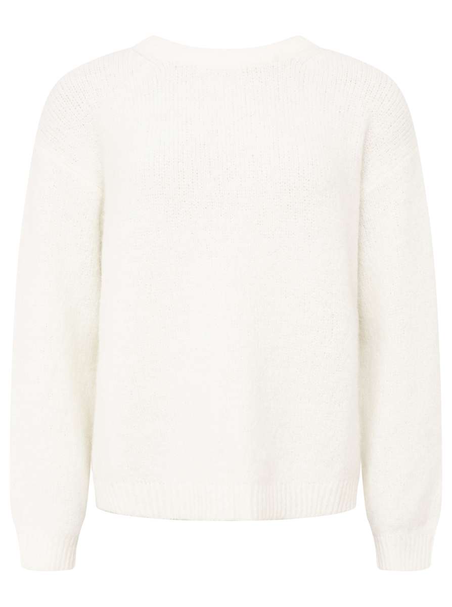 💕 Zwillingsherz Pullover Rundhalspullover "Uni" Wollweiß