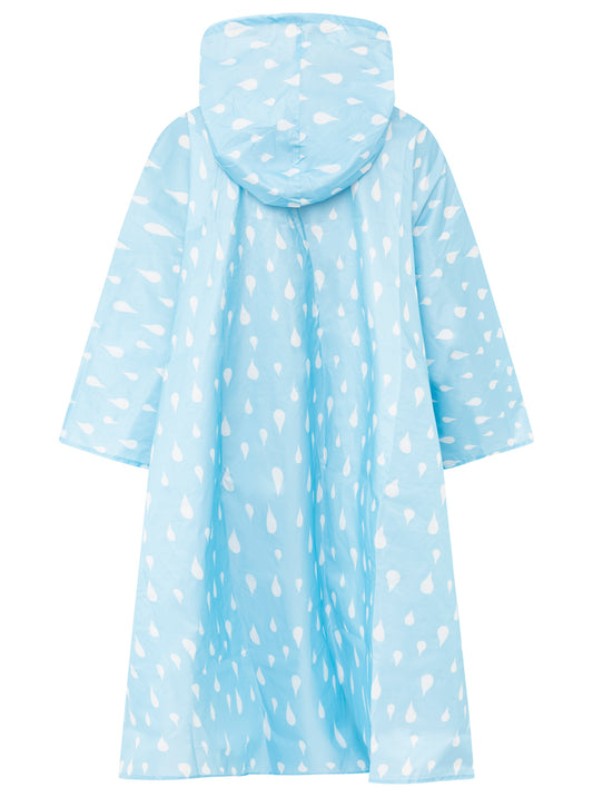 💕 Zwillingsherz Regenponcho "Rain Drops" Hellblau
