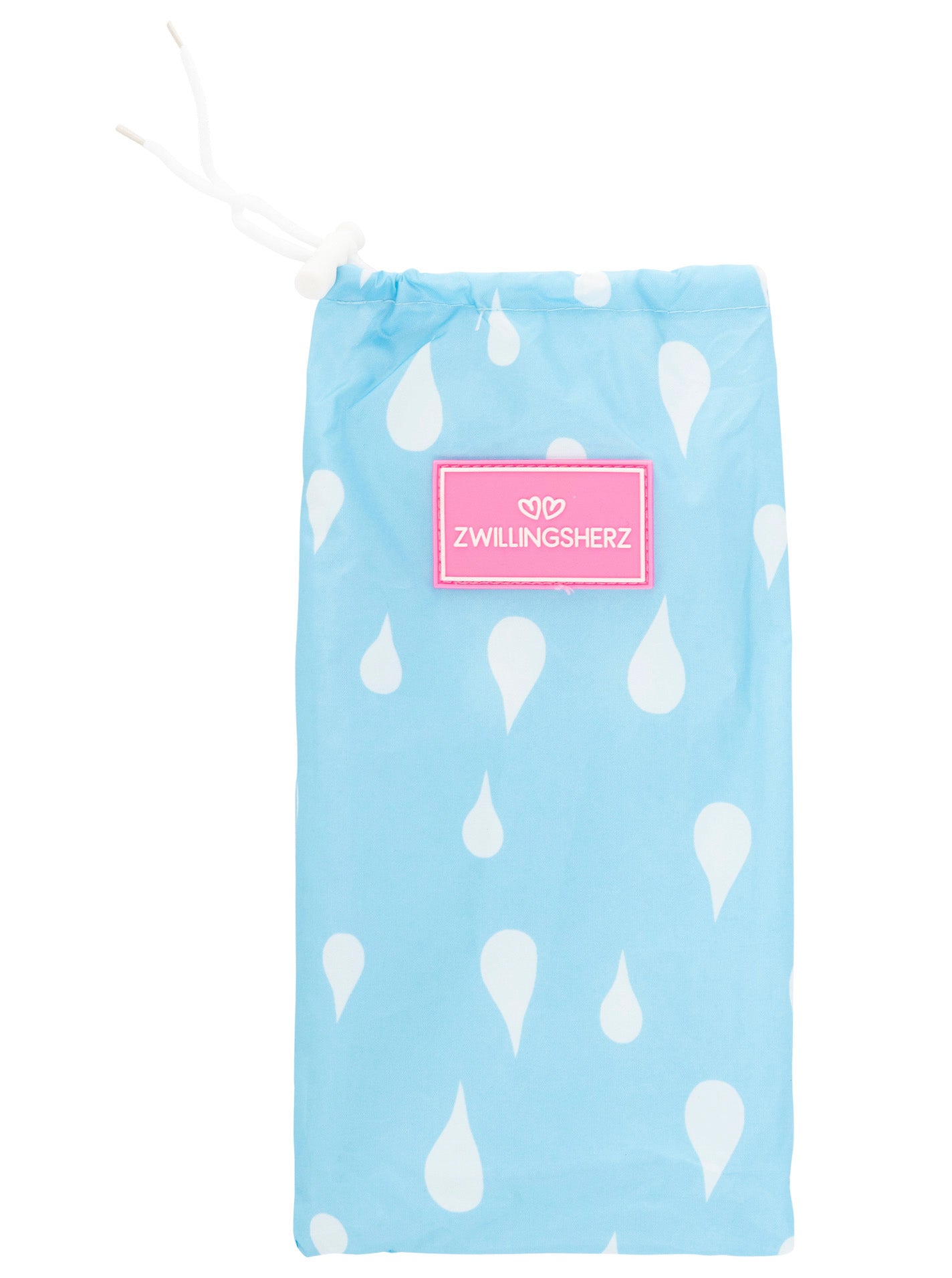 💕 Zwillingsherz Regenponcho "Rain Drops" Hellblau