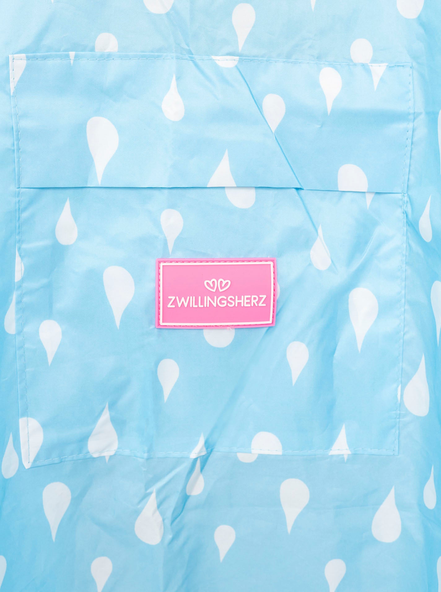 💕 Zwillingsherz Regenponcho "Rain Drops" Hellblau