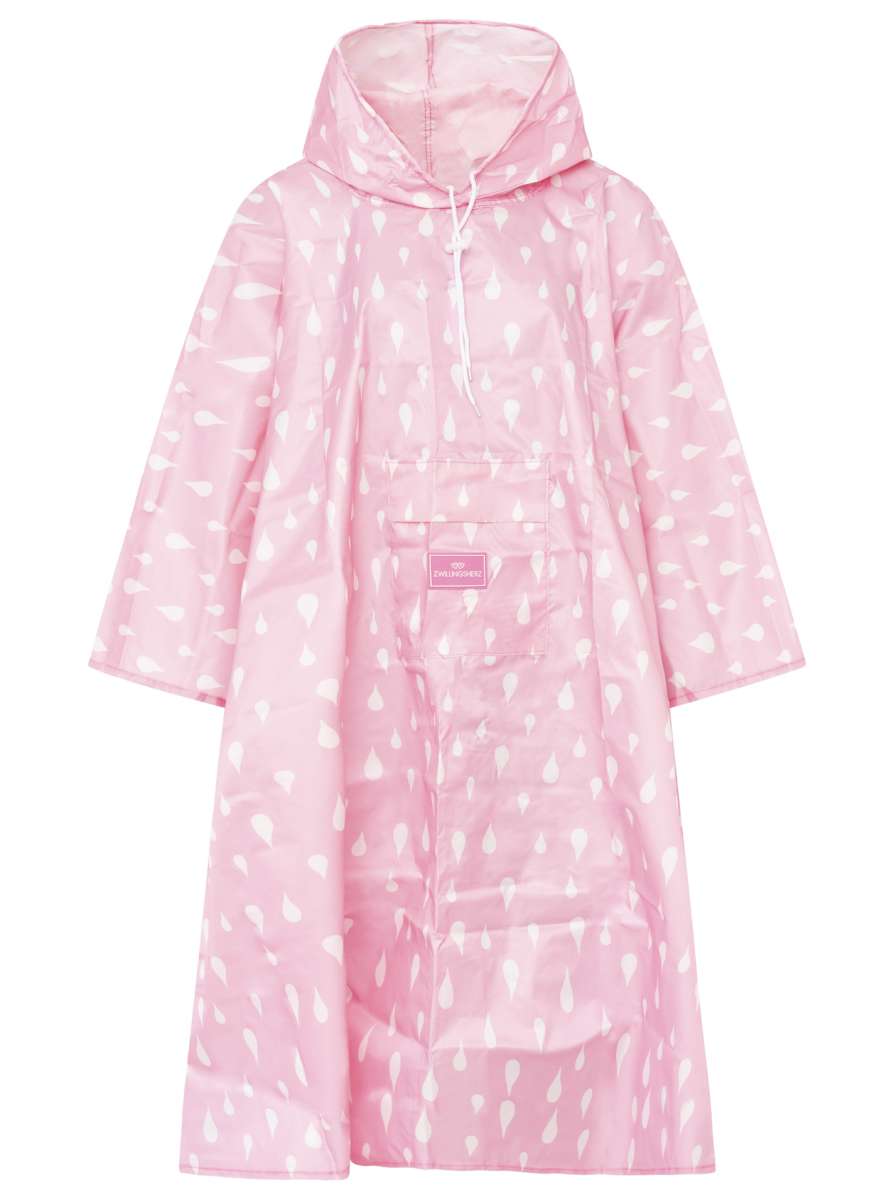 💕 Zwillingsherz Regenponcho "Rain Drops" Rosa