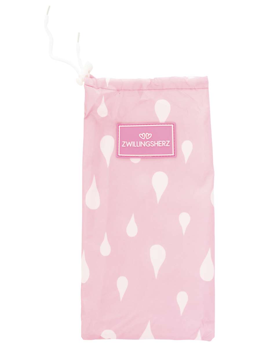 💕 Zwillingsherz Regenponcho "Rain Drops" Rosa
