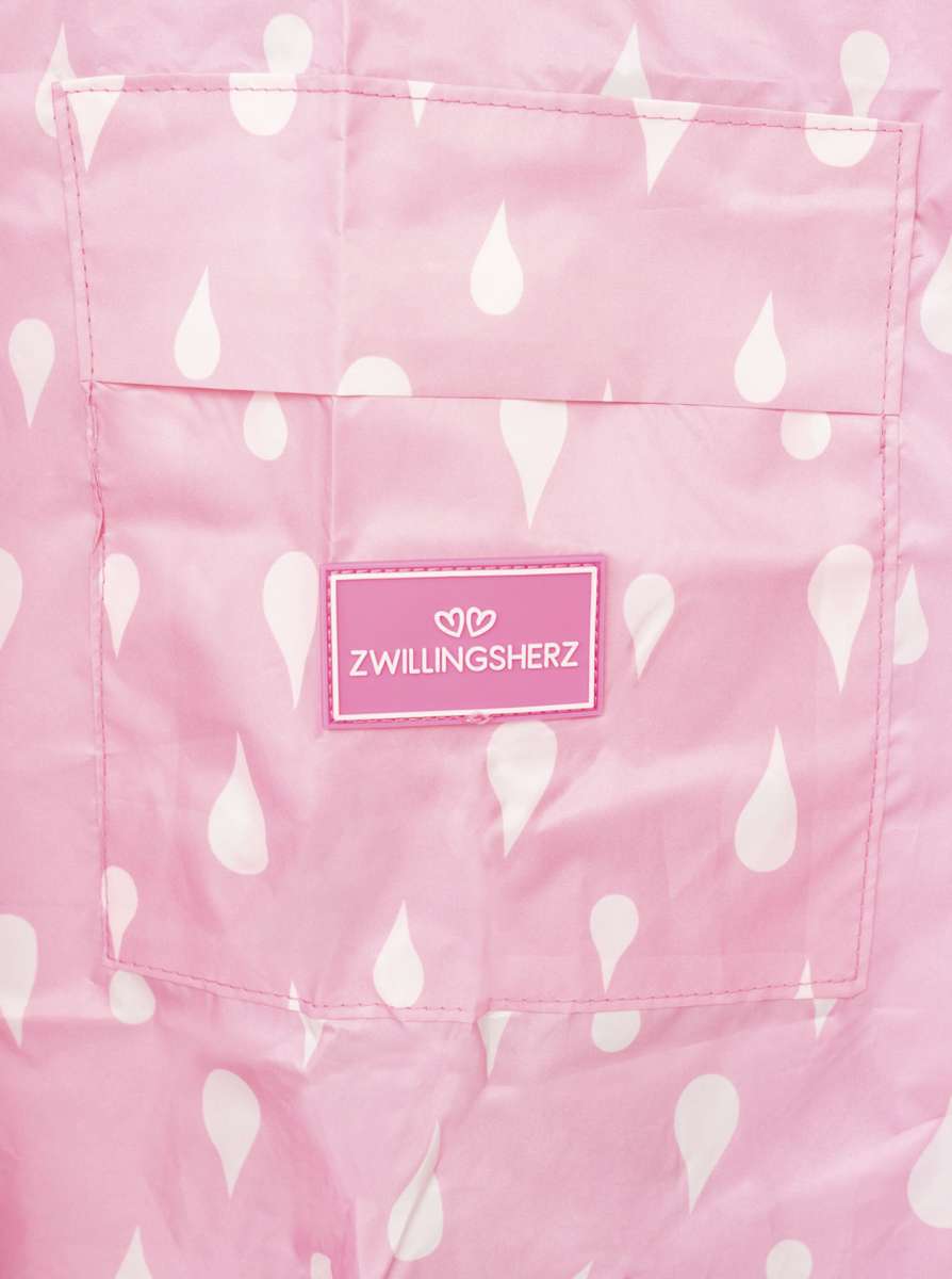 💕 Zwillingsherz Regenponcho "Rain Drops" Rosa