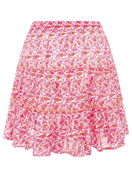 💕 Zwillingsherz Rock "Blumen Himmel" 100 % Baumwolle Pink