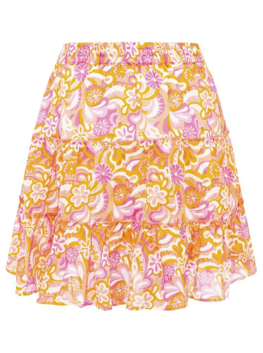 💕 Zwillingsherz Rock "Comic Blumen" 100 % Baumwolle Orange