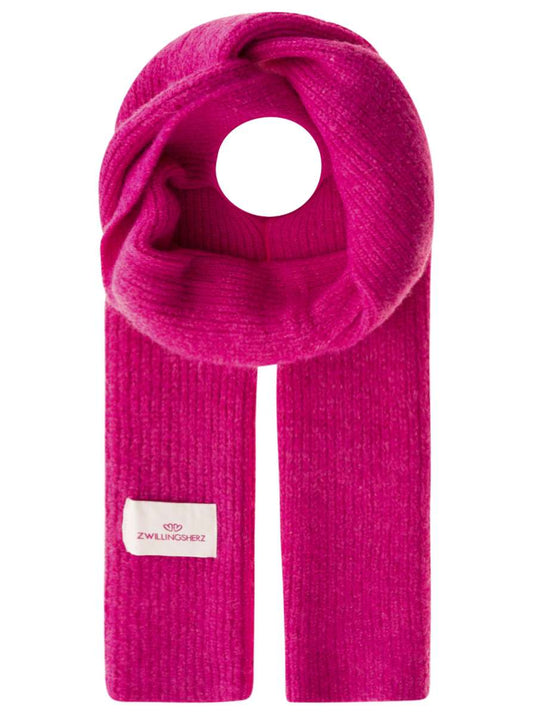 💕 Zwillingsherz Schal "Zwillingsherz Patch" Wolle gerippt Pink