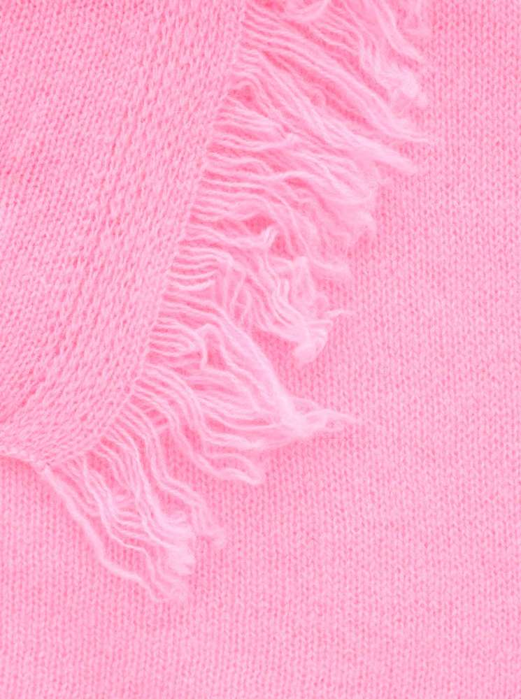 💕 Zwillingsherz XXL Fransenschal "Uni" 100 % Cashmere Schal Stola Kaschmir Bubblegum