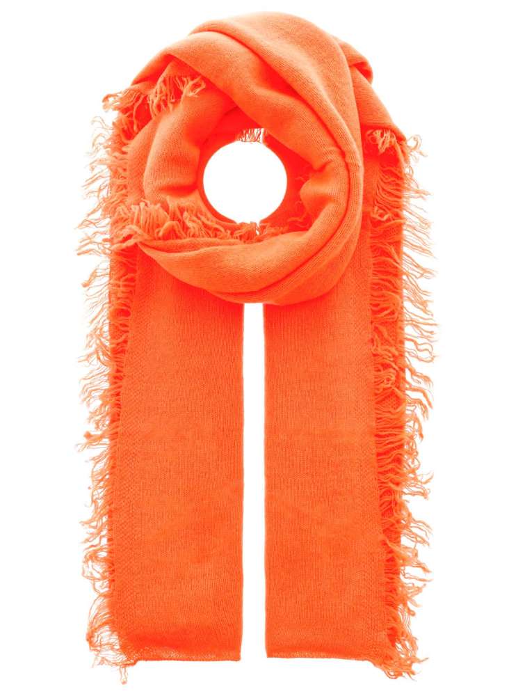 💕 Zwillingsherz XXL "Fransenschal" 100 % Cashmere Schal Stola Kaschmir Neonorange