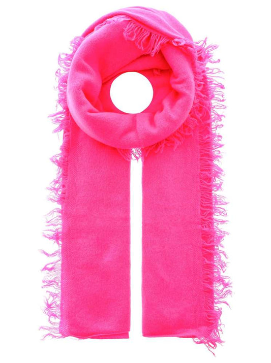 💕 Zwillingsherz XXL Fransenschal "Uni" 100 % Cashmere Schal Stola Kaschmir Neonpink