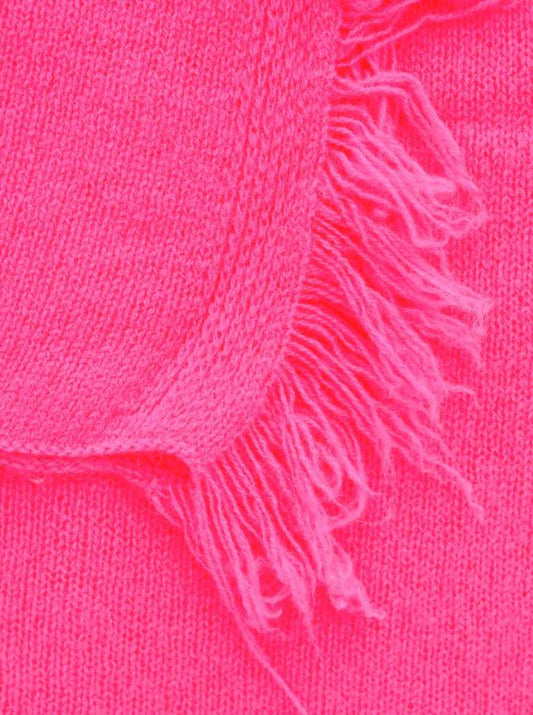 💕 Zwillingsherz XXL Fransenschal "Uni" 100 % Cashmere Schal Stola Kaschmir Neonpink