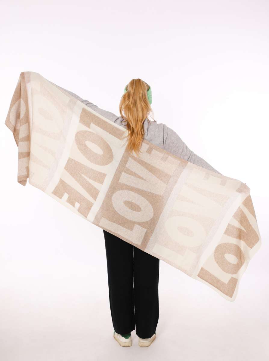 💕 Zwillingsherz XXL Schal "Love" 100 % Cashmere Kaschmir Hellbeige Mittelbeige