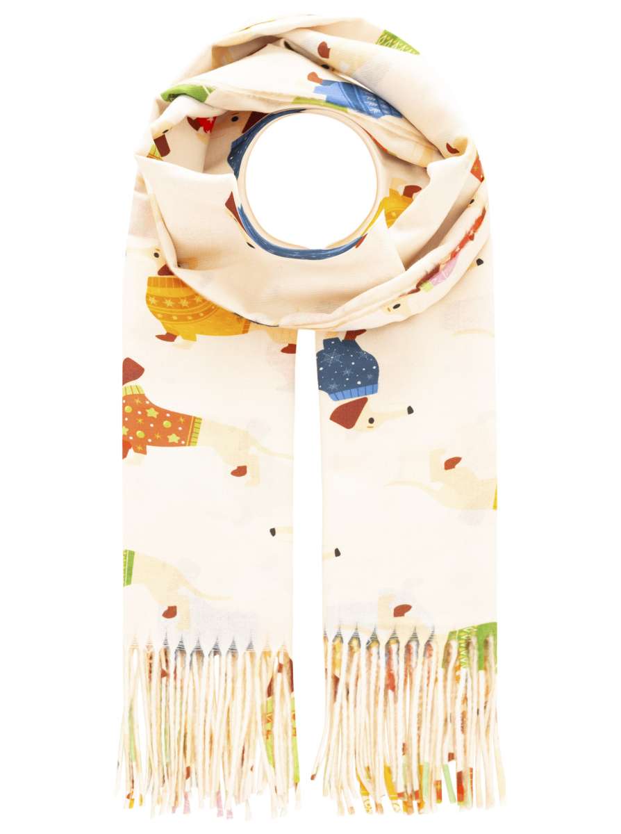 💕 Zwillingsherz Schal "Dressed Dackel" Beige