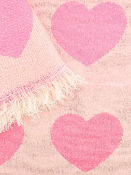 💕 Zwillingsherz Schal "Farbenfrohe Herzen" Baumwolle Wolle Hellbeige