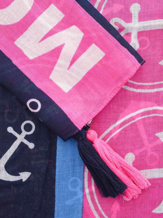 💕 Zwillingsherz Schal "Anker Traum" 100 % Viskose Navy