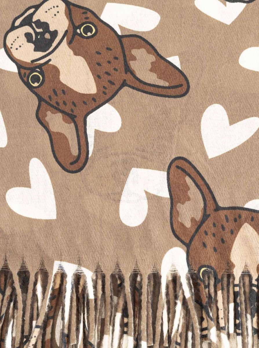 💕 Zwillingsherz Schal "Frenchie Love" Braun