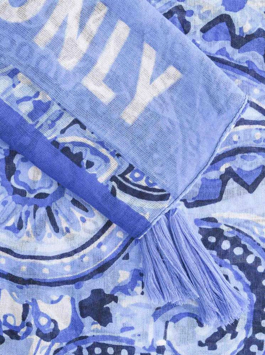 💕 Zwillingsherz Schal "Good Vibes Paisley" 100 % Viskose Blau